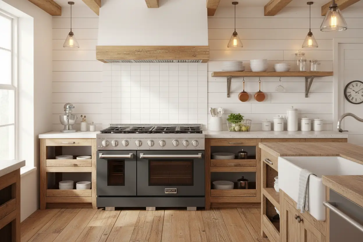 Kucht 48" Freestanding Professional Gas Range Liquid Propane KFX4800X/LP-GY by Farmhouse Kitchen and Bath