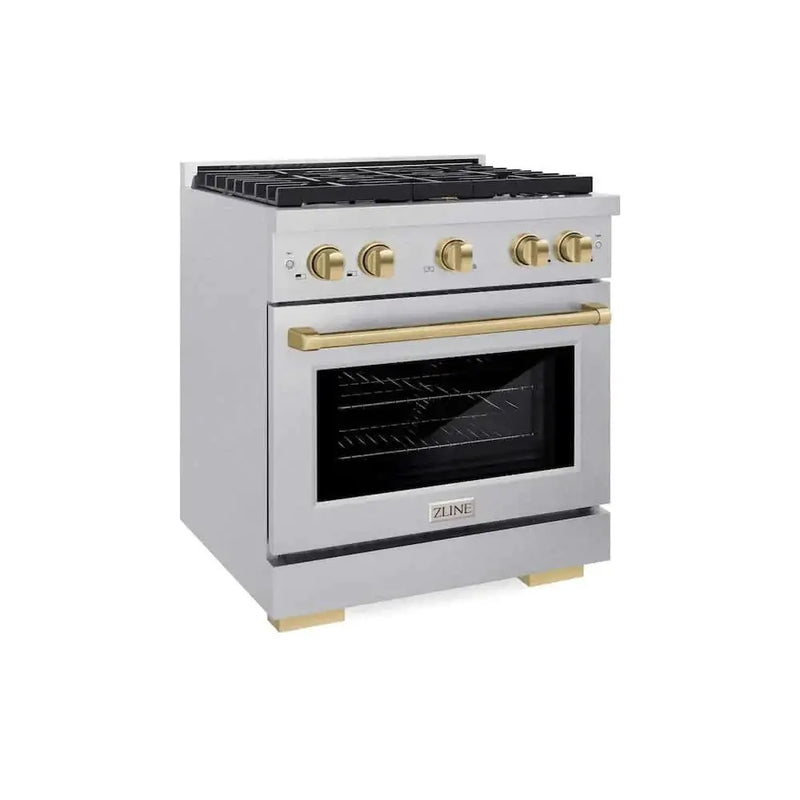 ZLINE 30"Gas Range, Convection Gas Oven , DuraSnow® Champagne Bronze, SGRSZ-30-CB by Farmhouse Kitchen and Bath