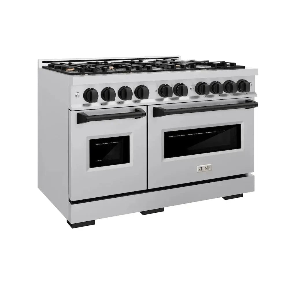 ZLINE 48" Dual Fuel Range, Gas Cooktop, Electric Convection Oven Stainless Steel, Matte Black CDRZ-48-MB by Farmhouse Kitchen and Bath