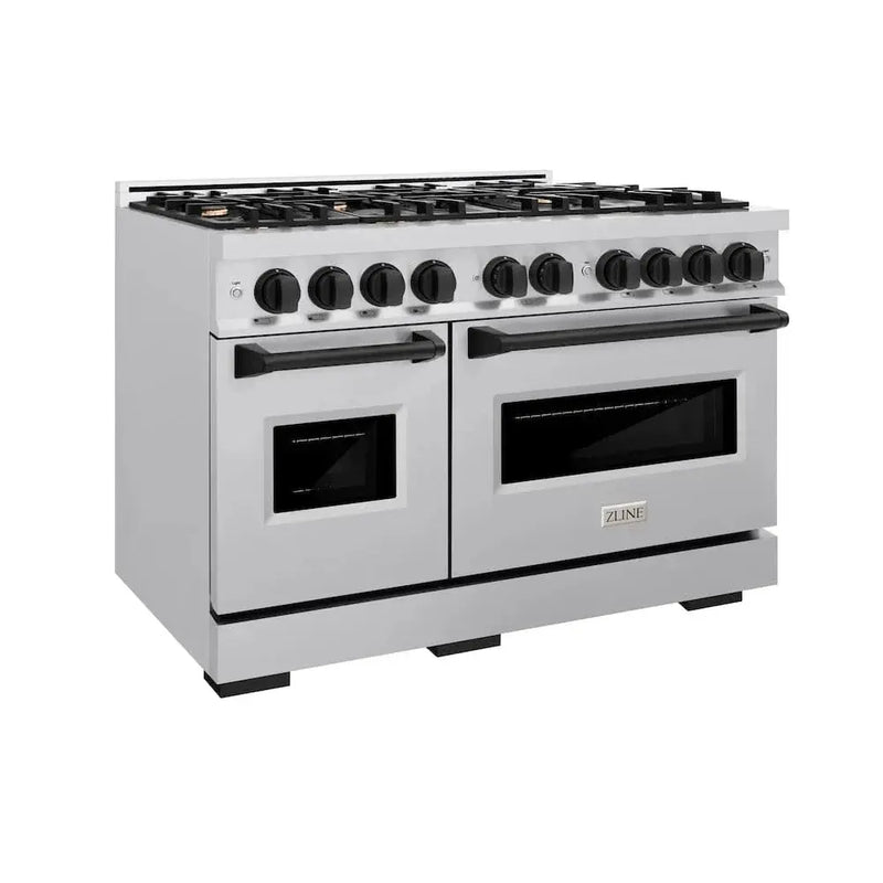 ZLINE 48" Dual Fuel Range, Gas Cooktop, Electric Convection Oven Stainless Steel, Matte Black CDRZ-48-MB by Farmhouse Kitchen and Bath