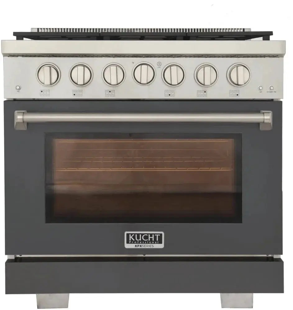 Kucht 36" Freestanding Professional Gas Range KFX3600X-GY by Farmhouse Kitchen and Bath