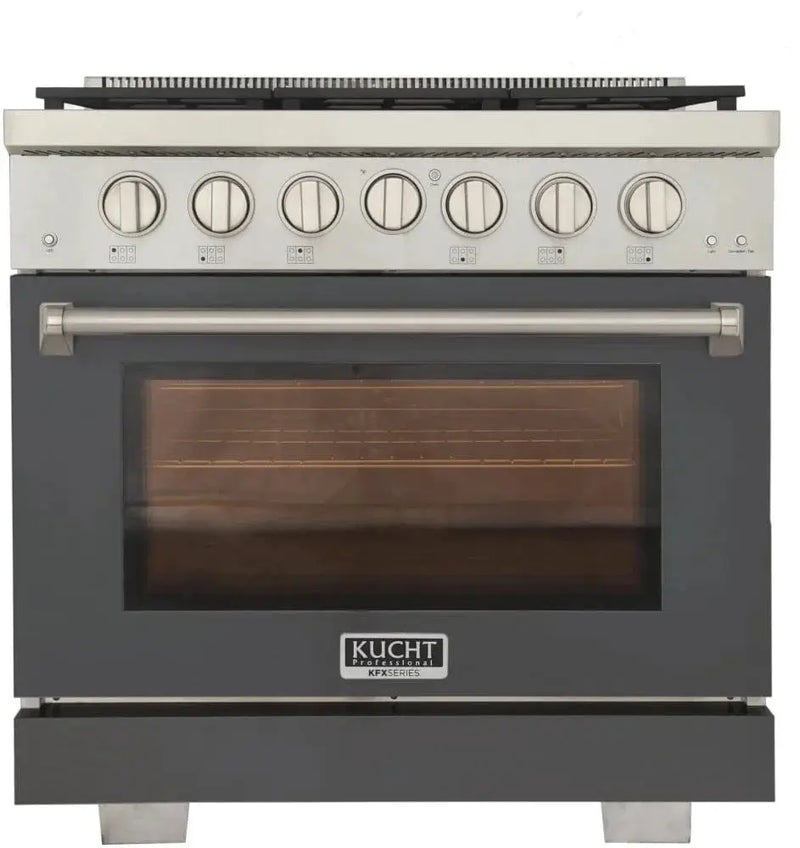 Kucht 36" Freestanding Professional Gas Range KFX3600X-GY by Farmhouse Kitchen and Bath