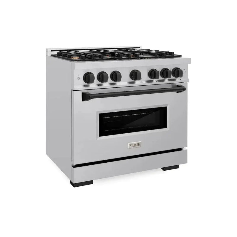 ZLINE 36" Dual Fuel Range, Gas Cooktop, Electric Convection Oven Stainless Steel, Matte Black CDRZ-36-MB by Farmhouse Kitchen and Bath
