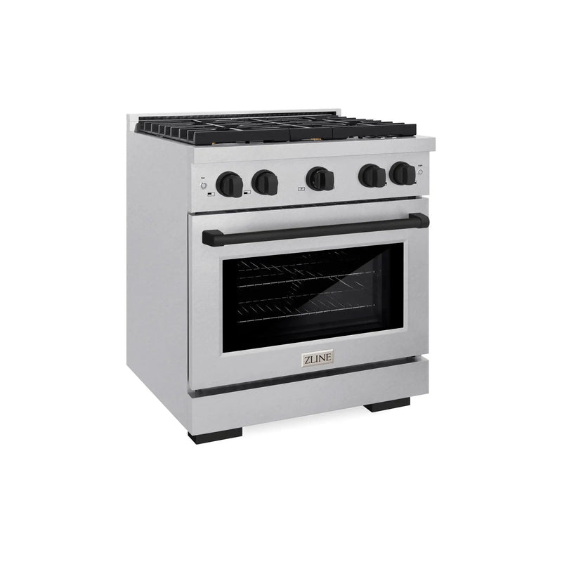 ZLINE 30"Paramount Dual Fuel Range DuraSnow® Matte Black SDRSZ-30-MB by Farmhouse Kitchen and Bath