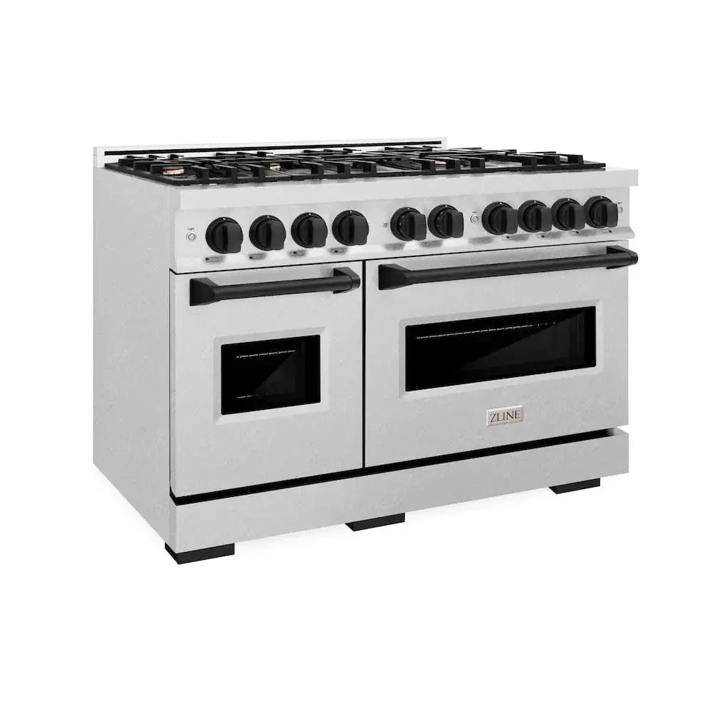 ZLINE 48"Classic Gas Range, Convection Gas Oven, DuraSnow® Stainless Steel, Matte Black CGRSZ-48-MB by Farmhouse Kitchen and Bath