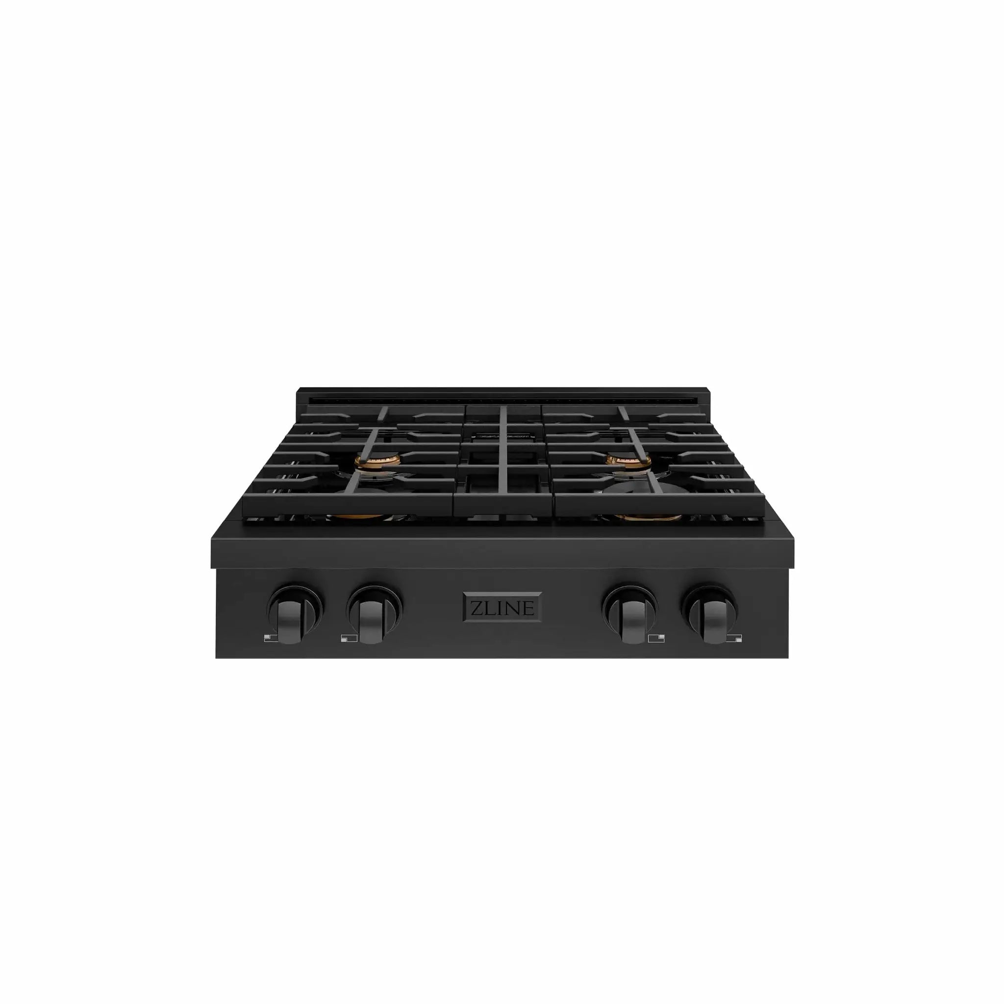 ZLINE 30" Paramount Gas Rangetop Black Stainless Steel Brass Burners SRTB-BR-30 by Farmhouse Kitchen and Bath