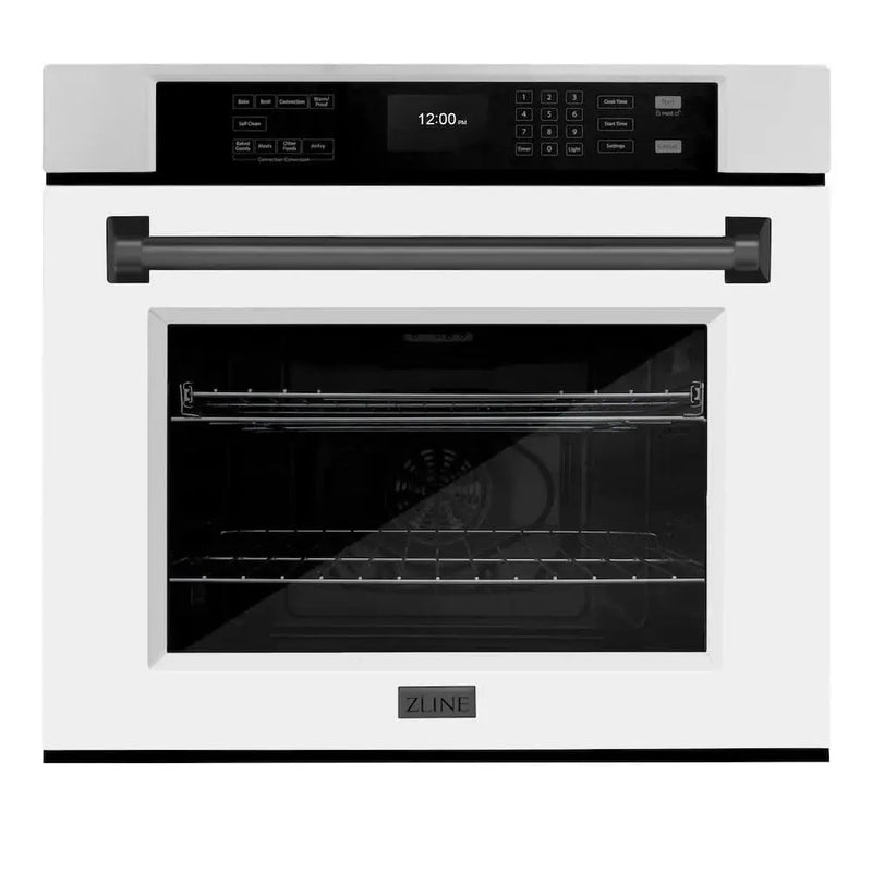 ZLINE 30" Autograph Edition Professional True Convection Single Wall Oven, Air Fry, Self Clean, White Matte, Matte Back WASZ-WM-30-MB by Farmhouse Kitchen and Bath