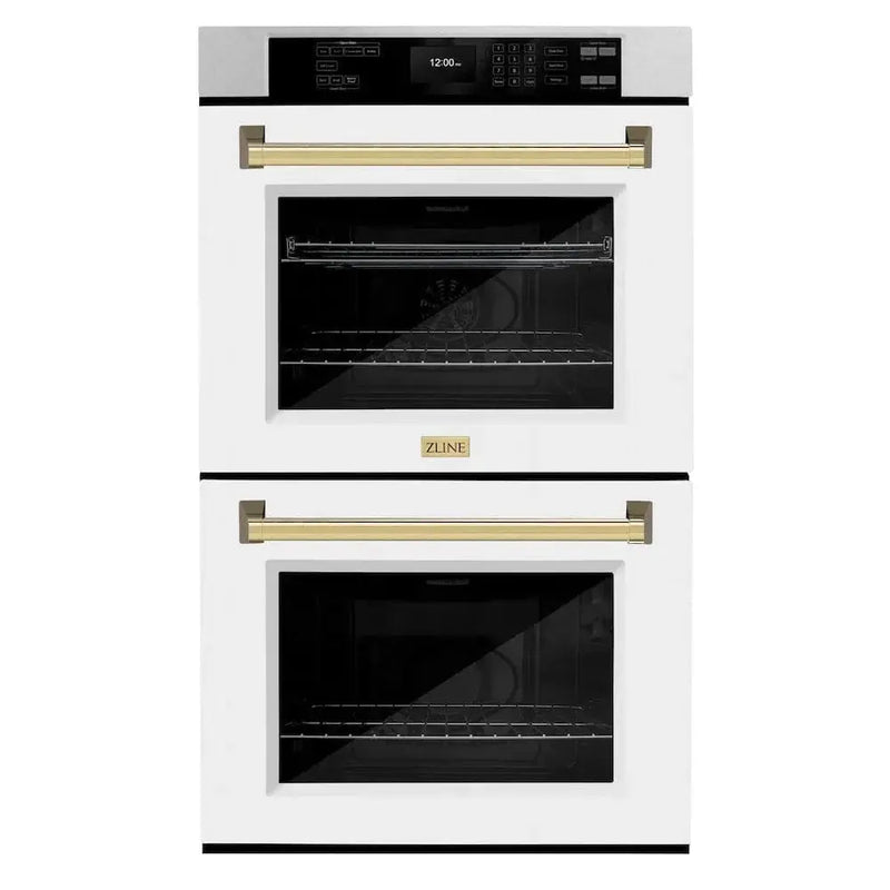 ZLINE 30"Professional True Convection Double Wall Oven, Air Fry, Self Clean, DuraSnow® Gold WADSZ-WM-30-G by Farmhouse Kitchen and Bath