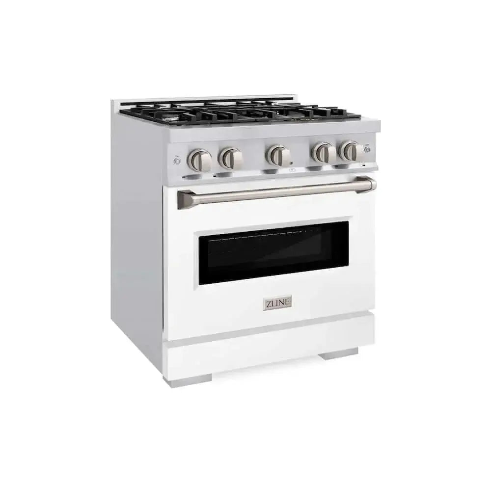 ZLINE 30"Classic Gas Range, Convection Gas Oven, Stainless Steel, White Matte Door CGR-WM-30 by Farmhouse Kitchen and Bath