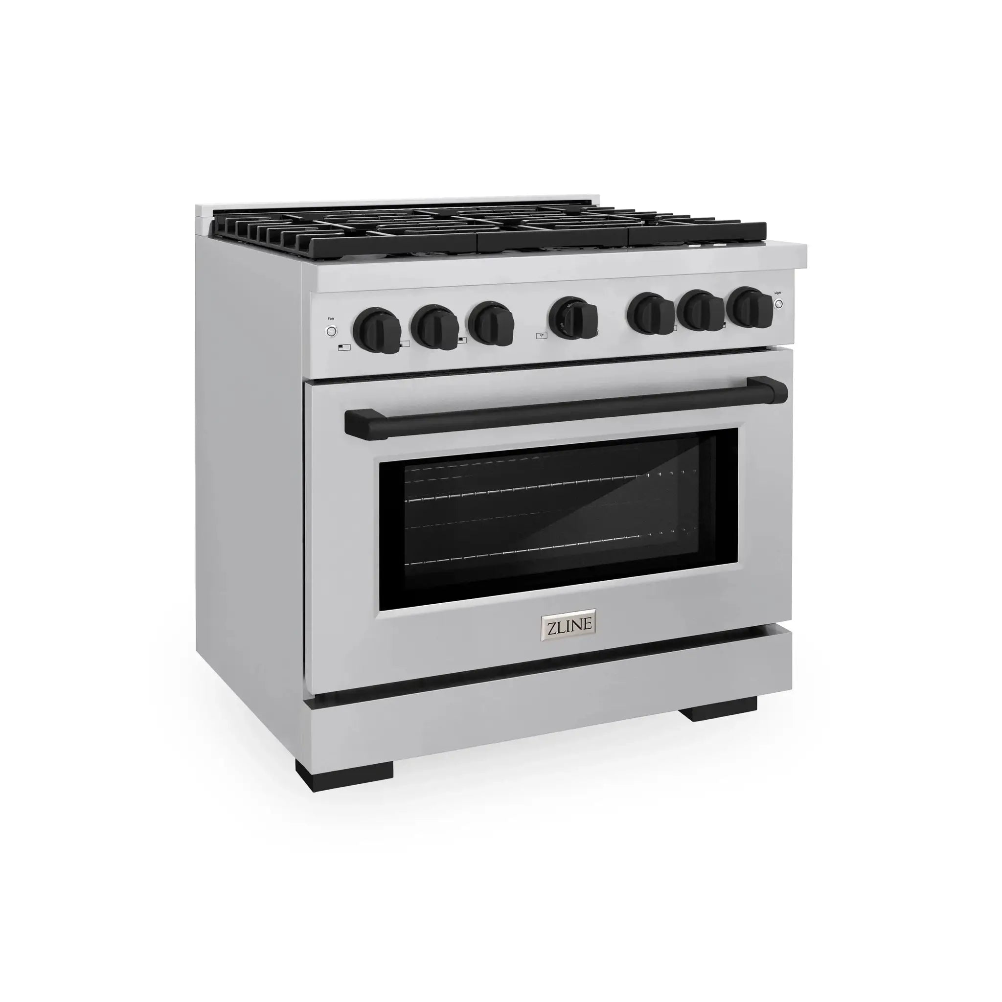 ZLINE 36"Paramount Dual Fuel Range Stainless Steel Matte Black SDRZ-36-MB by Farmhouse Kitchen and Bath