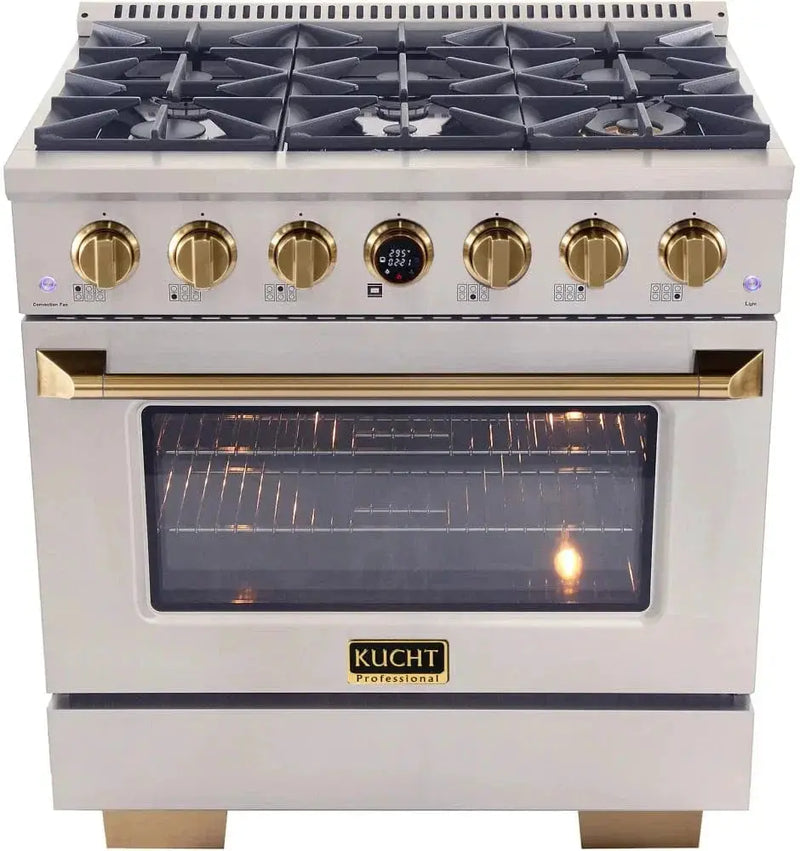 Kucht KX Series 36" Freestanding Dual Fuel Range Liquid Propane KXP36-GL/LP by Farmhouse Kitchen and Bath