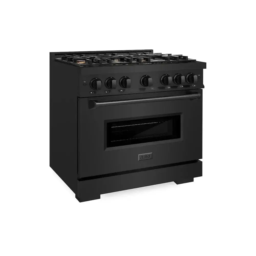 ZLINE 36" Classic Gas Range, Convection Gas Oven Black Stainless Steel Brass Burners, CGRB-BR-36 by Farmhouse Kitchen and Bath