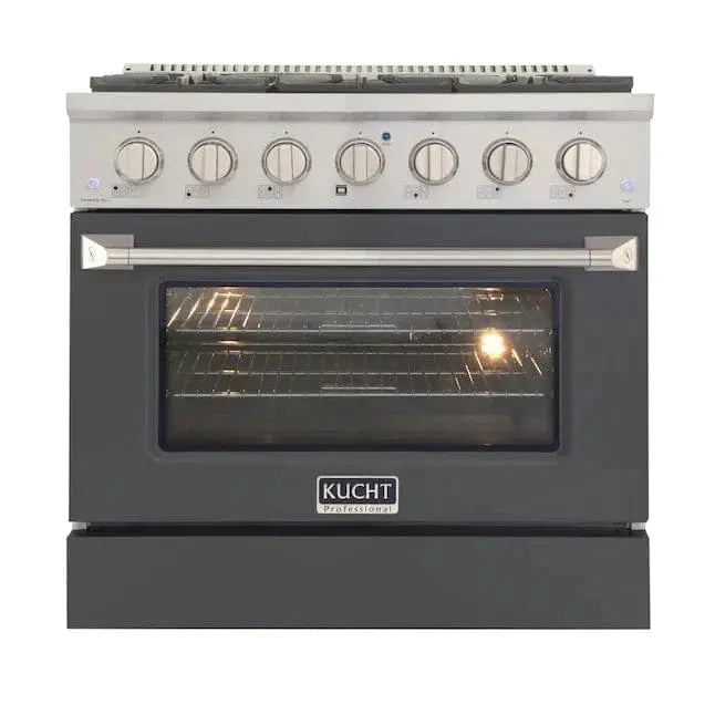 Kucht 36” Pro-Style Kitchen Dual Fuel Range - KDF362/LP-GR by Farmhouse Kitchen and Bath