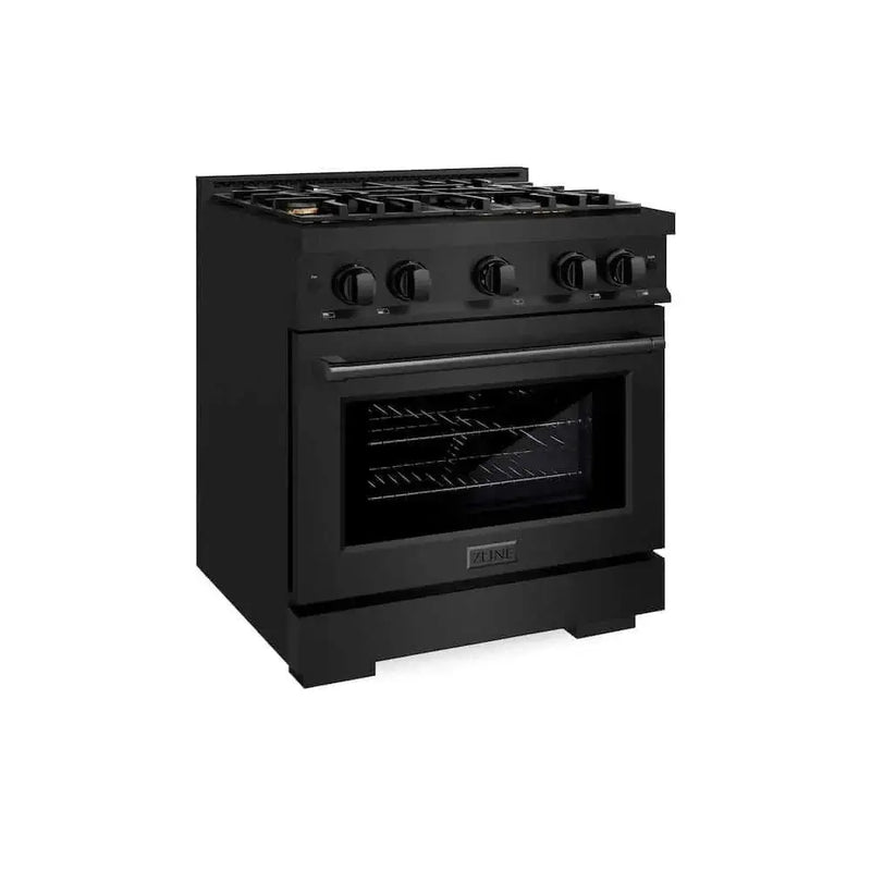 ZLINE 30" Select Dual Fuel Range Gas Cooktop Electric Convection Oven Black Stainless Steel Brass Burners HDRB-BR-30 by Farmhouse Kitchen and Bath