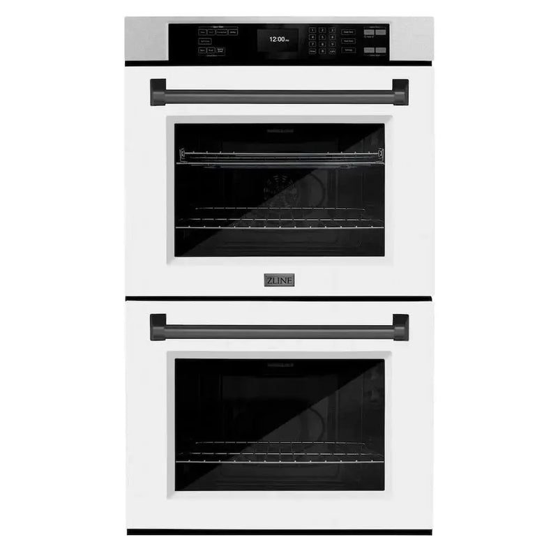 ZLINE 30"Professional True Convection Double Wall Oven, Air Fry, Self Clean, DuraSnow® Matte Black WADSZ-WM-30-MB by Farmhouse Kitchen and Bath