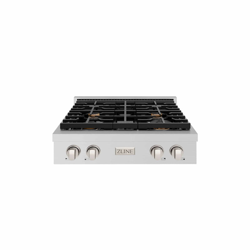 ZLINE 30" Paramount Gas Rangetop Stainless Steel Brass Burners SRT-BR-30 by Farmhouse Kitchen and Bath