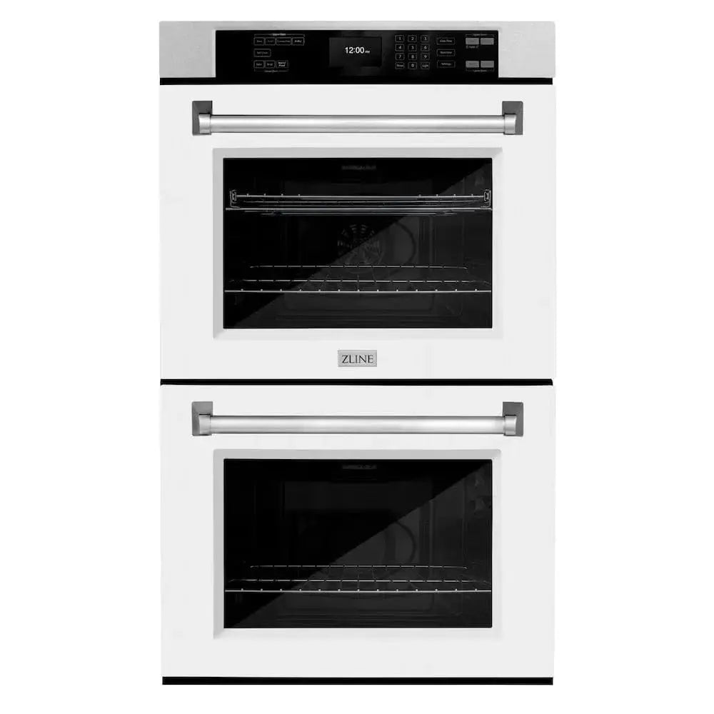 ZLINE 30"Professional True Convection Double Wall Oven, Air Fry, Self Clean, DuraSnow® White Matte WADS-WM-30 by Farmhouse Kitchen and Bath