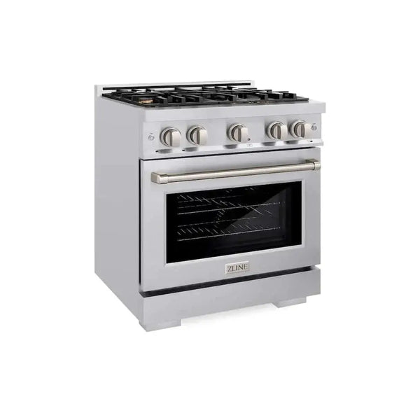 ZLINE 30" Select Dual Fuel Range Gas Cooktop Electric Convection Oven Stainless Steel Brass Burners HDR-BR-30