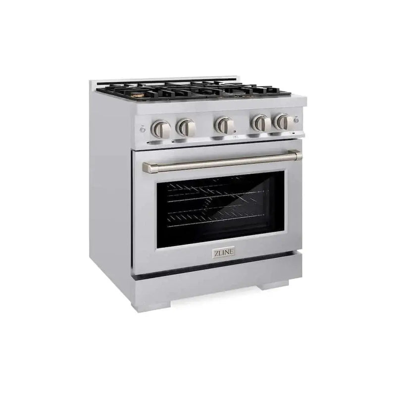 ZLINE 30" Select Dual Fuel Range Gas Cooktop Electric Convection Oven Stainless Steel Brass Burners HDR-BR-30 by Farmhouse Kitchen and Bath