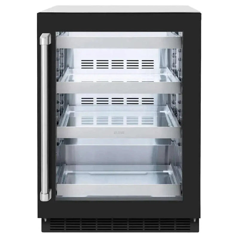 ZLINE 24" Touchstone 151 Can Beverage Fridge Black Matte Glass Door RBSO-BLM-24 by Farmhouse Kitchen and Bath