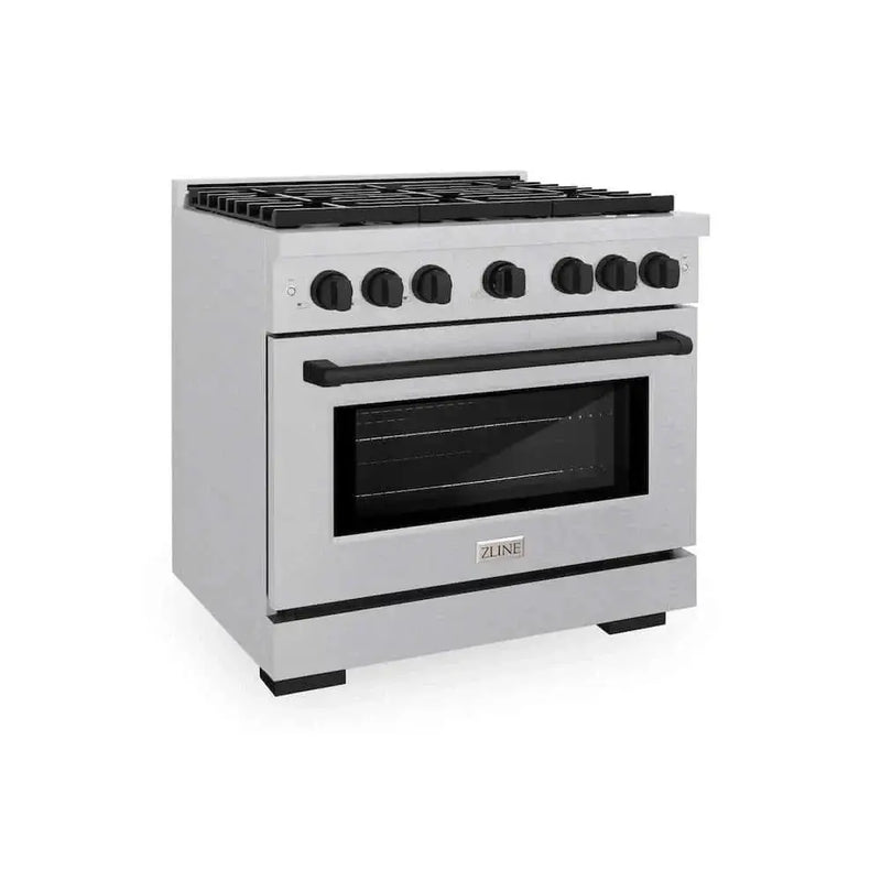 ZLINE 36"Gas Range, Convection Gas Oven, DuraSnow® Matte Black, SGRSZ-36-MB by Farmhouse Kitchen and Bath