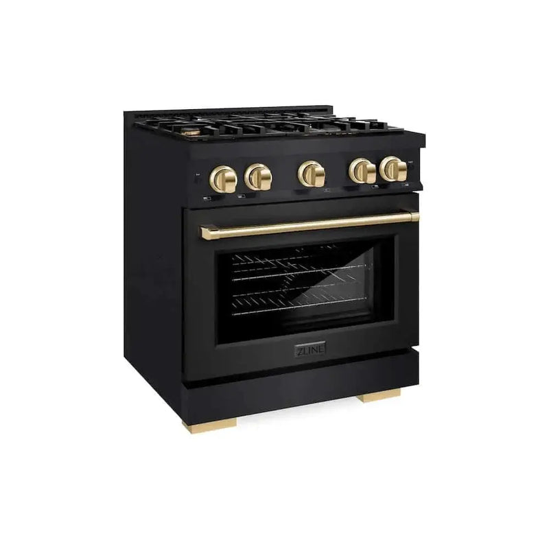 ZLINE 30" Select Gas Range Convection Gas Oven Black Stainless Steel Gold HGRBZ-30-G by Farmhouse Kitchen and Bath