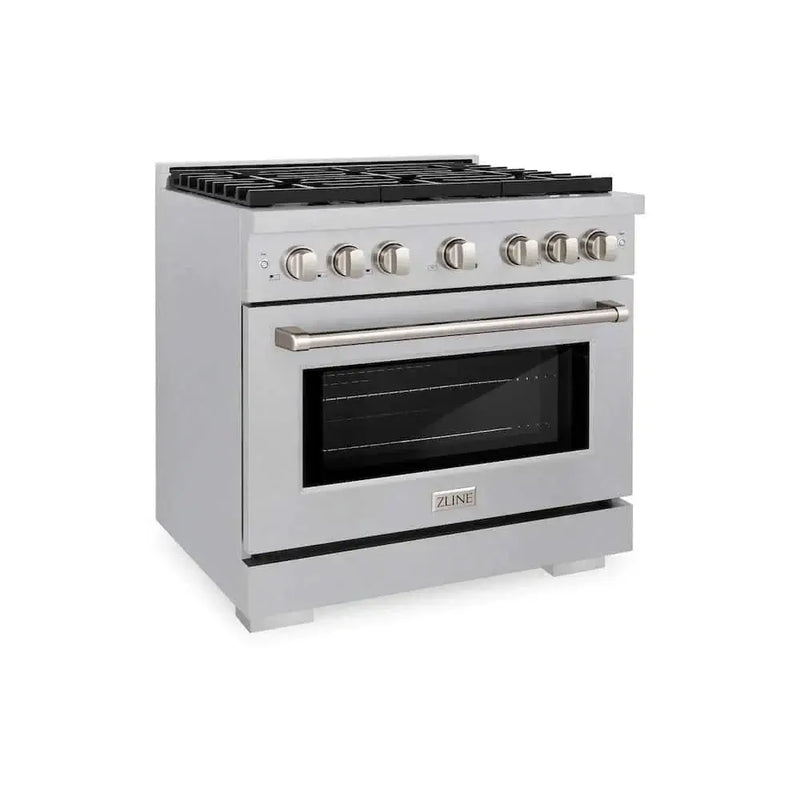 ZLINE 36"Gas Range, Convection Gas Oven , DuraSnow® Brass Burners, SGRS-BR-36 by Farmhouse Kitchen and Bath
