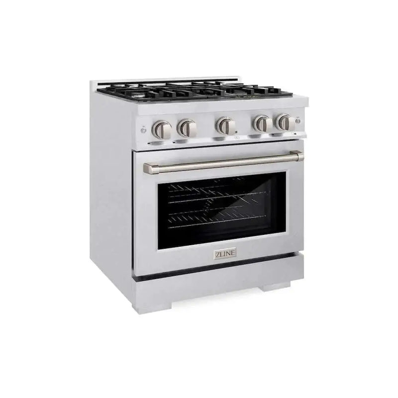 ZLINE 30" Select Dual Fuel Range Gas Cooktop Electric Convection Oven DuraSnow® Stainless Steel HDRS-30 by Farmhouse Kitchen and Bath