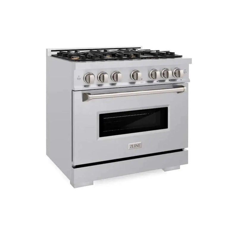 ZLINE 36" Dual Fuel Range, Gas Cooktop, Electric Convection Oven Stainless Steel, CDR-BR-36 by Farmhouse Kitchen and Bath
