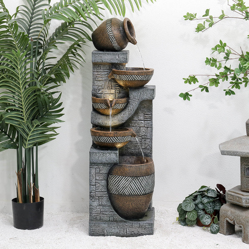 Resin Carved Clay Urn Outdoor Water Fountain 42 Inch, photo 3 of 12