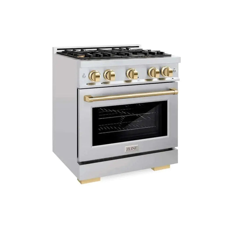 ZLINE 30" Select Gas Range Convection Gas Oven Stainless Steel Gold HGRZ-30-G by Farmhouse Kitchen and Bath