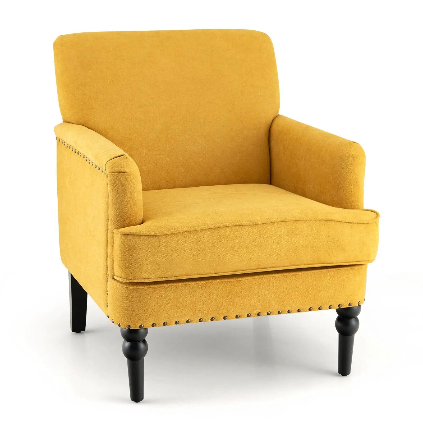 Modern Upholstered Padded Accent Chair with Rubber Wood Legs by DirectDeals