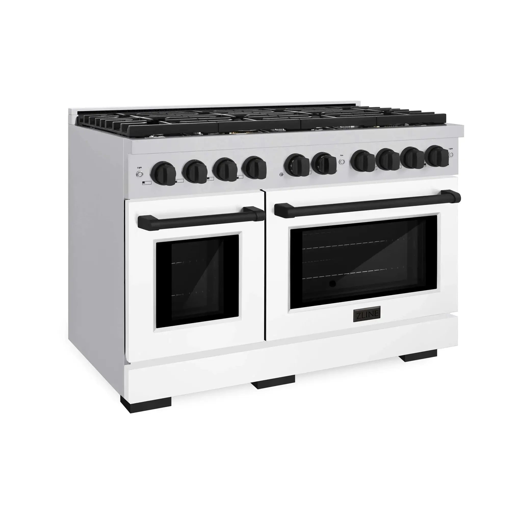 ZLINE 48"Paramount Dual Fuel Range White Matte Matte Black SDRZ-WM-48-MB by Farmhouse Kitchen and Bath
