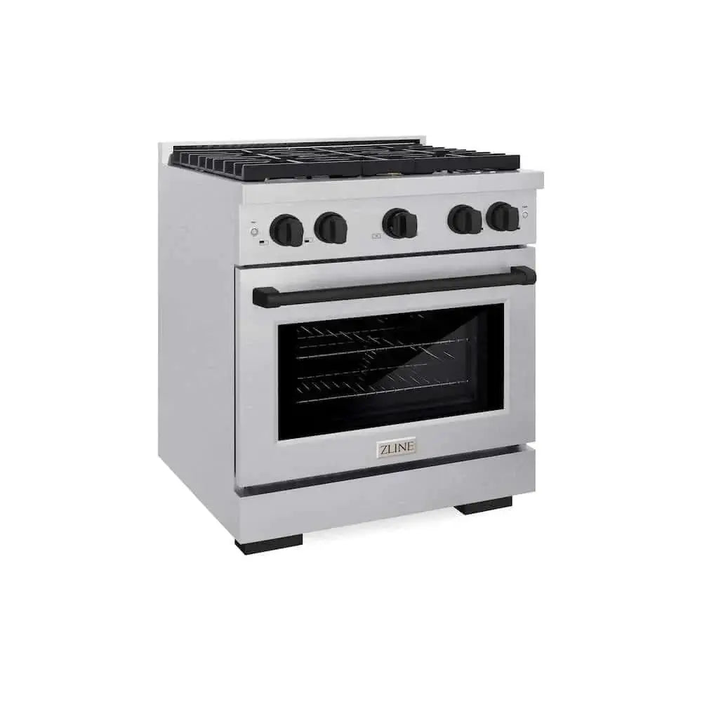 ZLINE 30"Gas Range, Convection Gas Oven , DuraSnow® Matte Black, SGRSZ-30-MB by Farmhouse Kitchen and Bath
