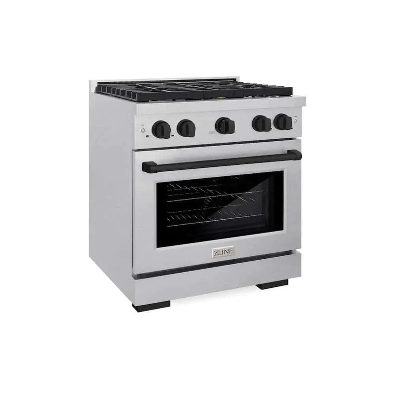 ZLINE 30"Gas Range, Convection Gas Oven , DuraSnow® Matte Black, SGRSZ-30-MB by Farmhouse Kitchen and Bath