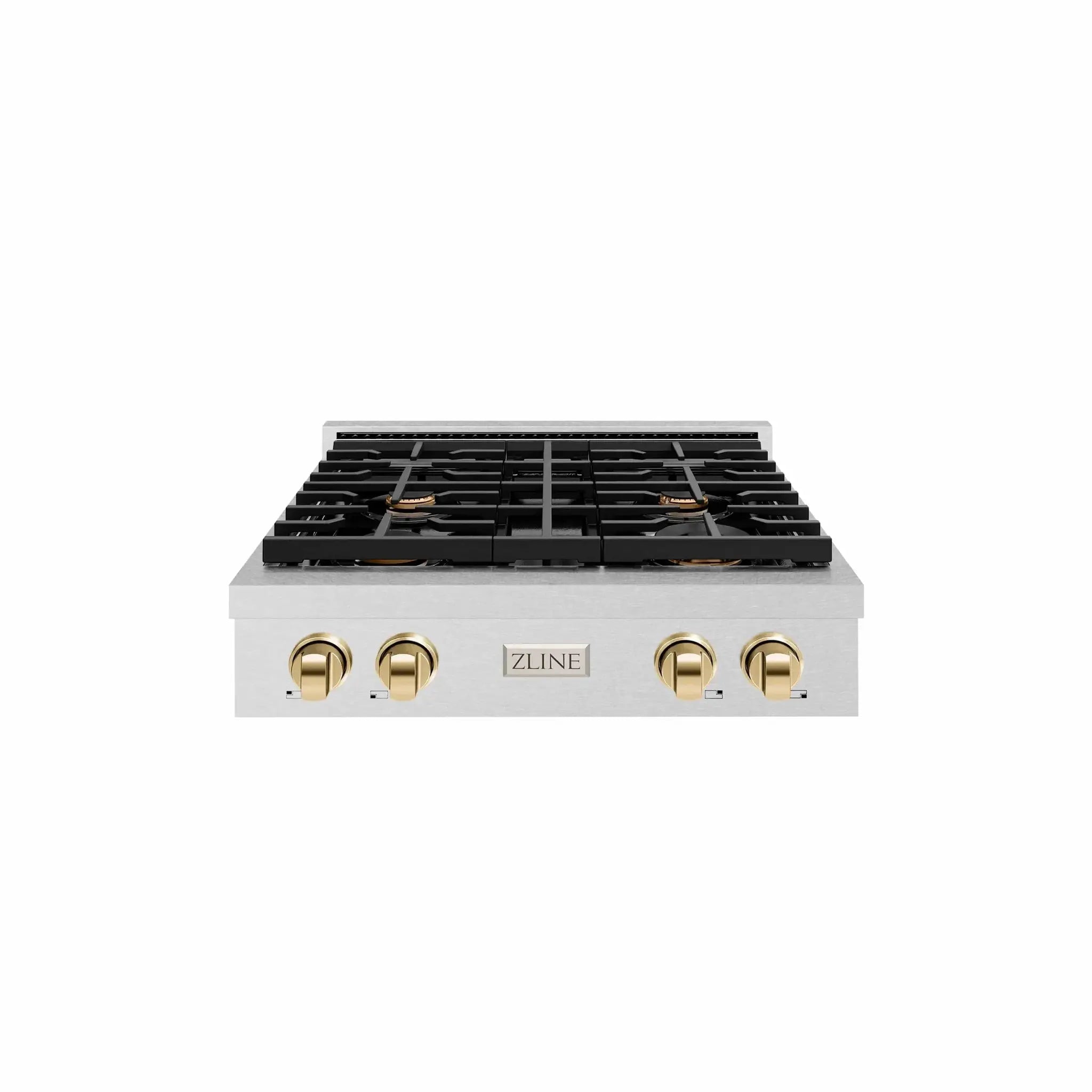ZLINE 30" Paramount Gas Rangetop DuraSnow® Stainless Steel Polished Gold SRTSZ-30-G by Farmhouse Kitchen and Bath