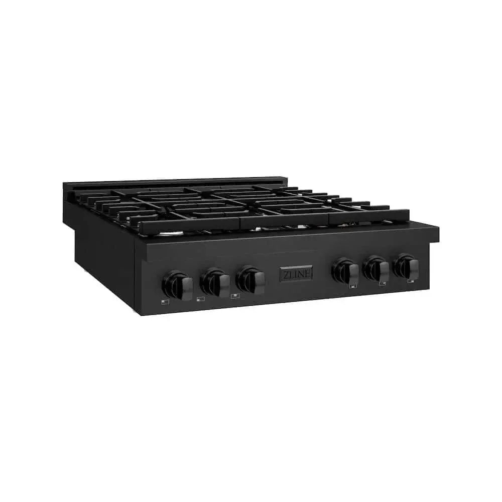 ZLINE 36" Paramount Gas Rangetop Black Stainless Steel SRTB-36 by Farmhouse Kitchen and Bath