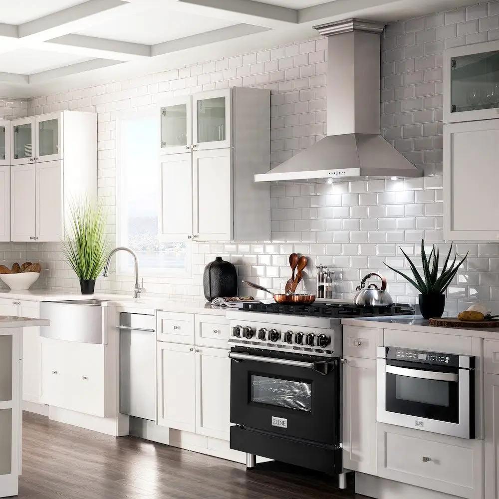 ZLINE 36" Bundle Range RA-BLM-36 & Wall Range Hood KB-36, 2KP-RABLMRH36 by Farmhouse Kitchen and Bath