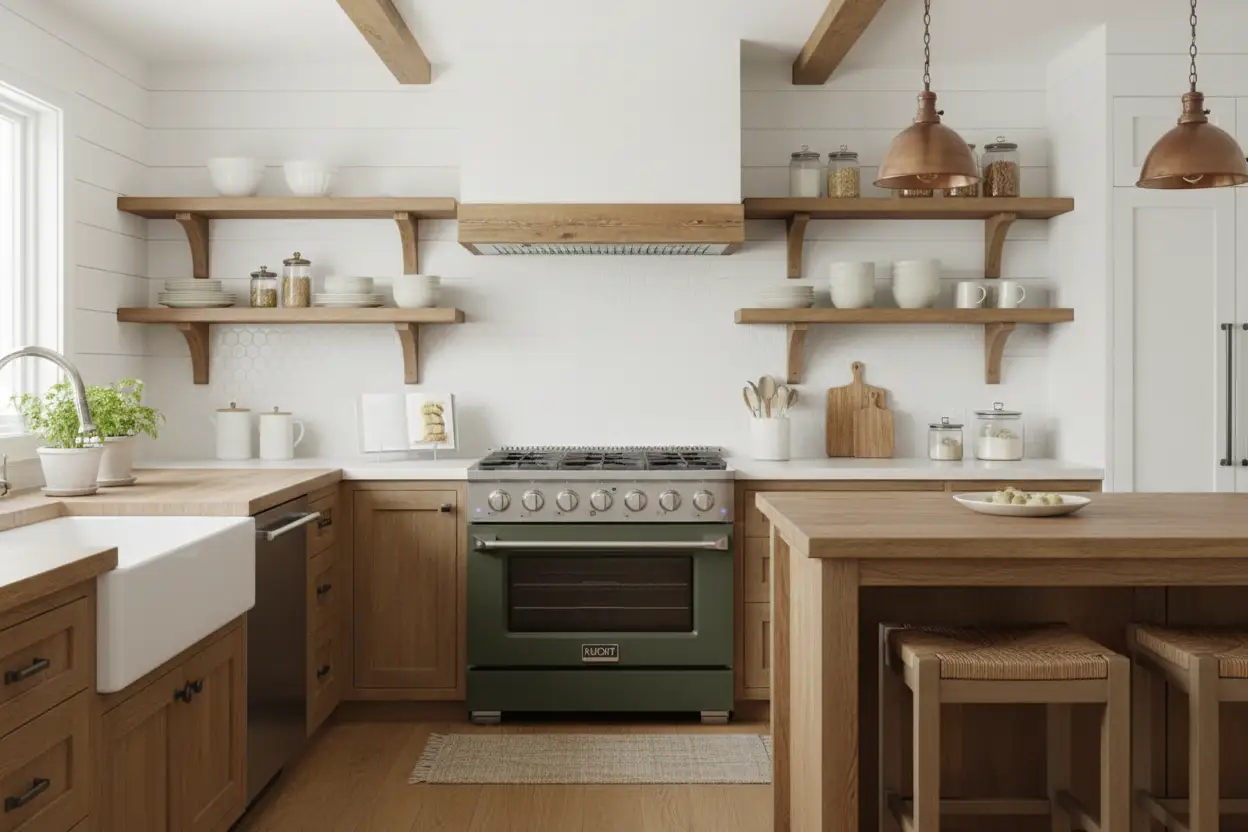 Kucht 36" Gas Range, Stainless Steel with Olive Green Oven Door, KNG361-OG by Farmhouse Kitchen and Bath