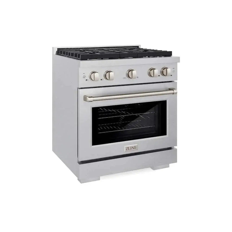 ZLINE 30"Gas Range, Convection Gas Oven , DuraSnow® Stainless Steel, SGRS-30 by Farmhouse Kitchen and Bath