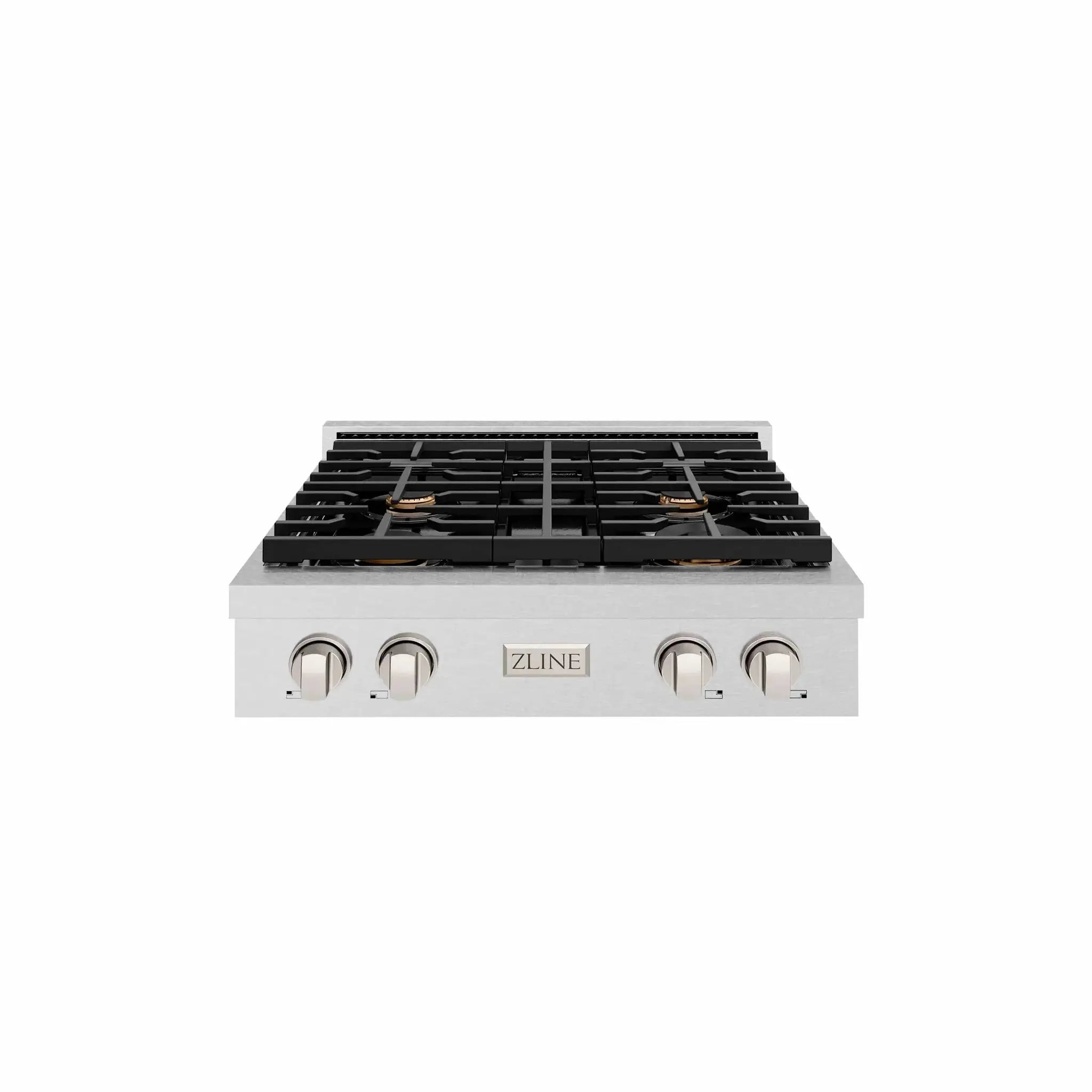 ZLINE 30" Paramount Gas Rangetop DuraSnow® Stainless Steel Brass Burners SRTS-BR-30 by Farmhouse Kitchen and Bath