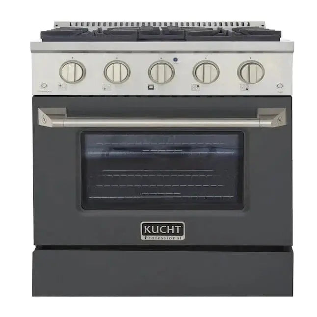 Kucht 30" Gas Range in Stainless Steel with Grey Oven Door, KNG301-GR by Farmhouse Kitchen and Bath