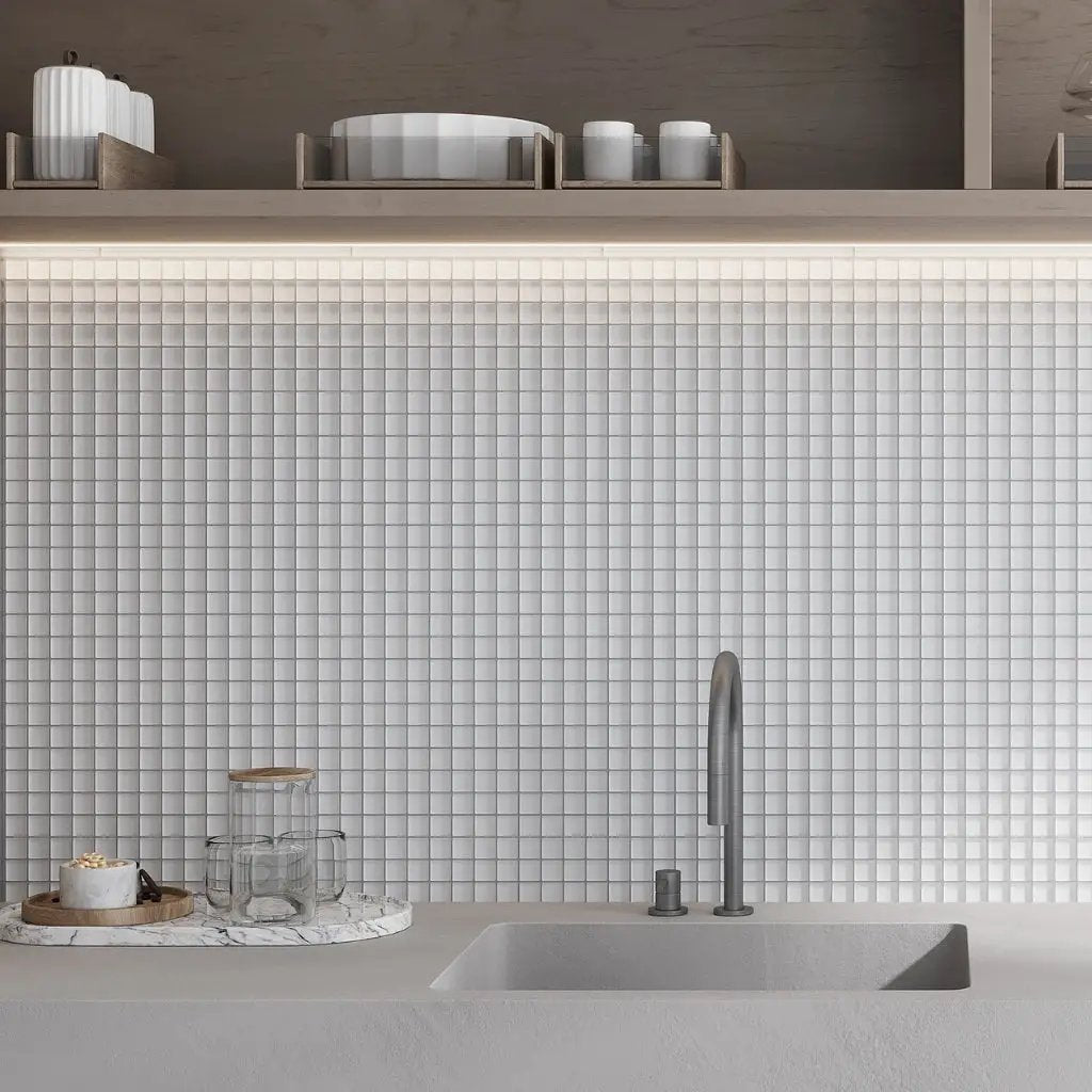 White 12x12 Matte Square Glass Mosaic Tile (10 pack, 9.67 sq ft/case) by Apollo Tile