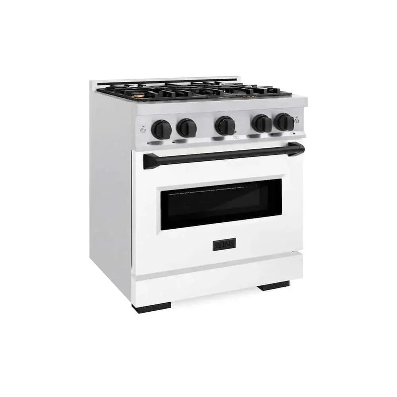 ZLINE 30" Dual Fuel Range, Gas Cooktop, Electric Convection Oven DuraSnow® Stainless Steel, Matte Black CDRSZ-30-MB by Farmhouse Kitchen and Bath