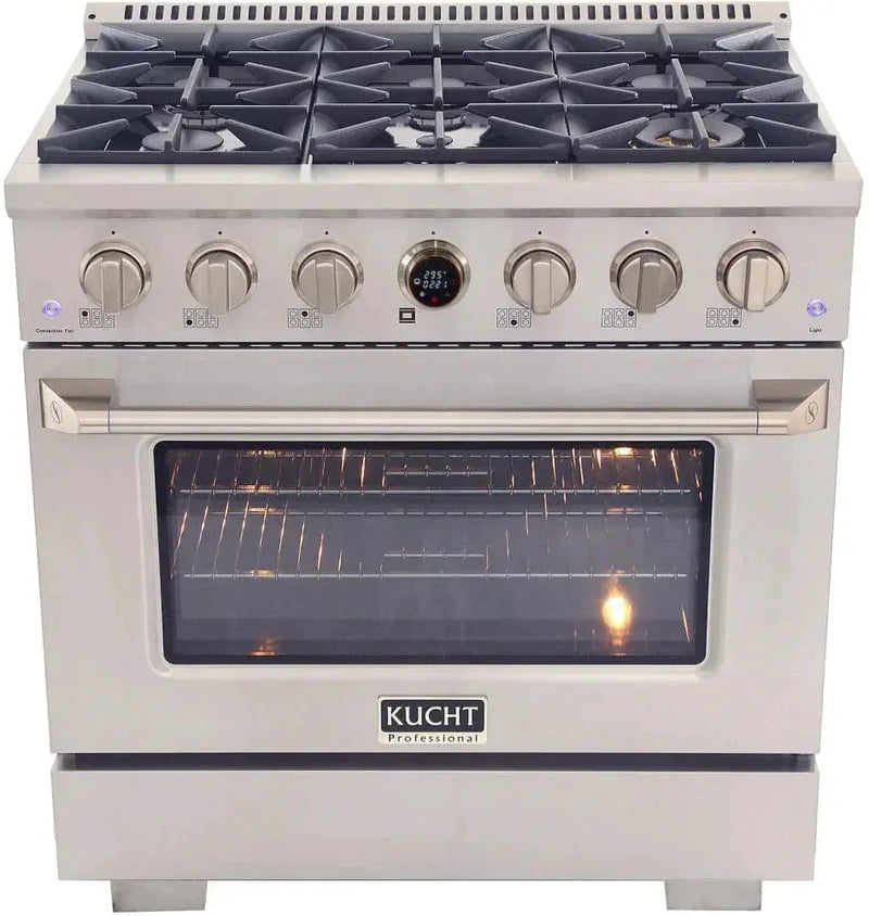 Kucht KX Series 36" Freestanding Dual Fuel Range KXP36-SS by Farmhouse Kitchen and Bath