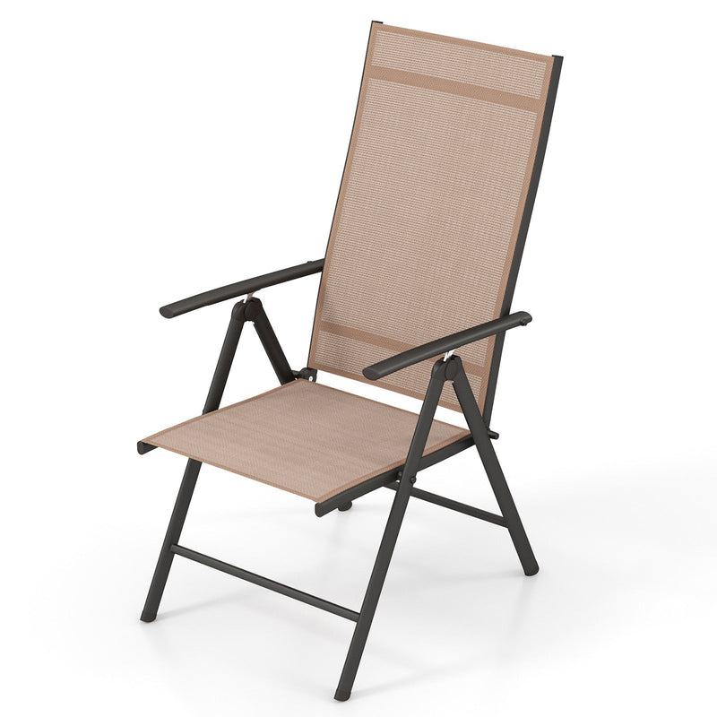 1 Piece Patio Folding Dining Chairs with 7-Level Adjustable High Backrest by DirectDeals