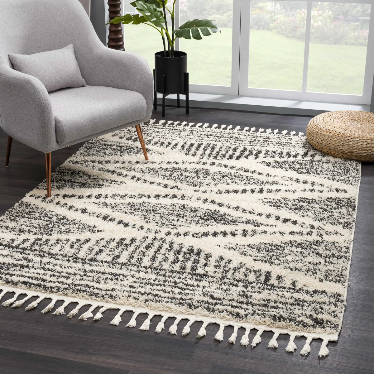 Fishhook Berber Shag Rug, installed in a room 2