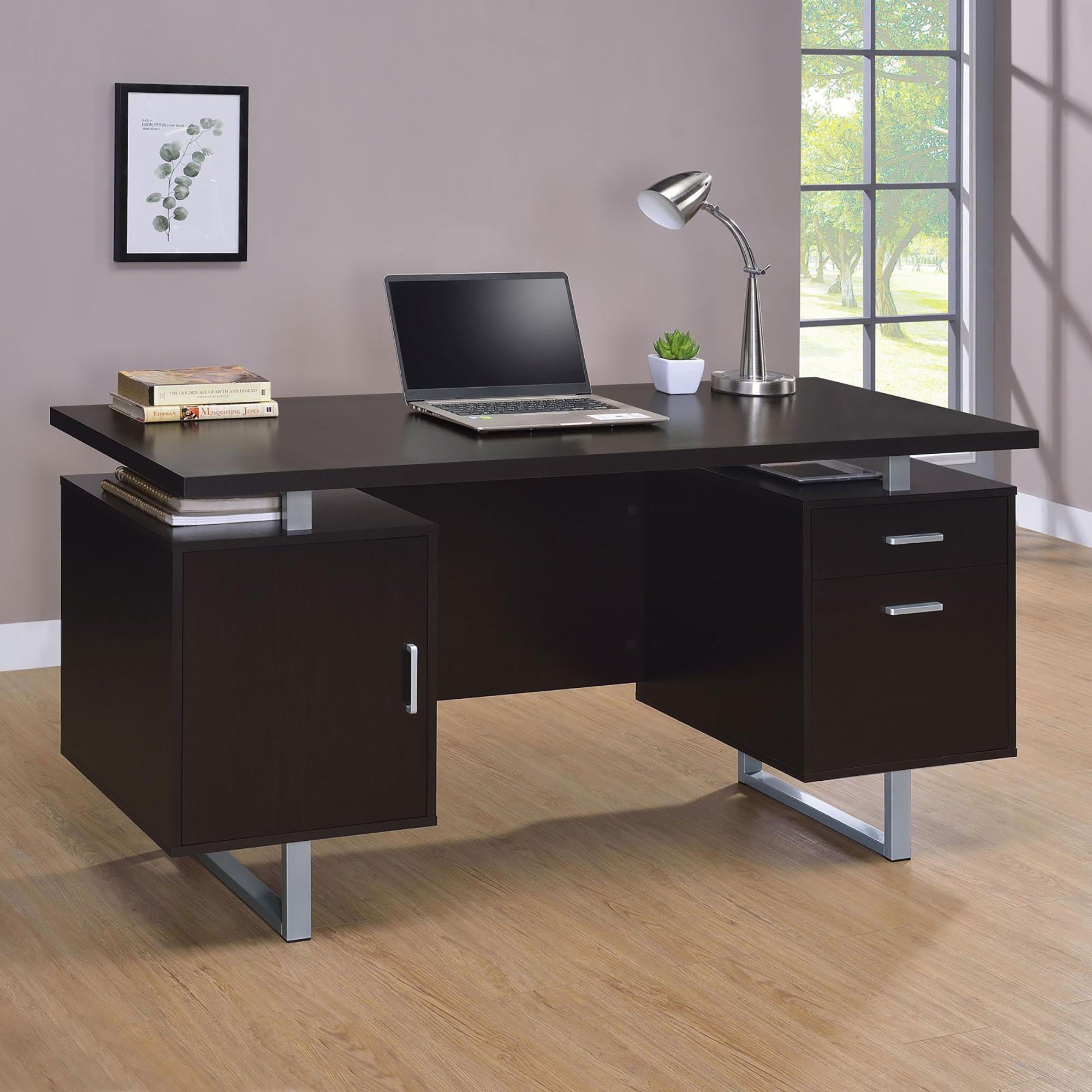 2 Drawer Floating Top Office Desk by HouseOfZazla