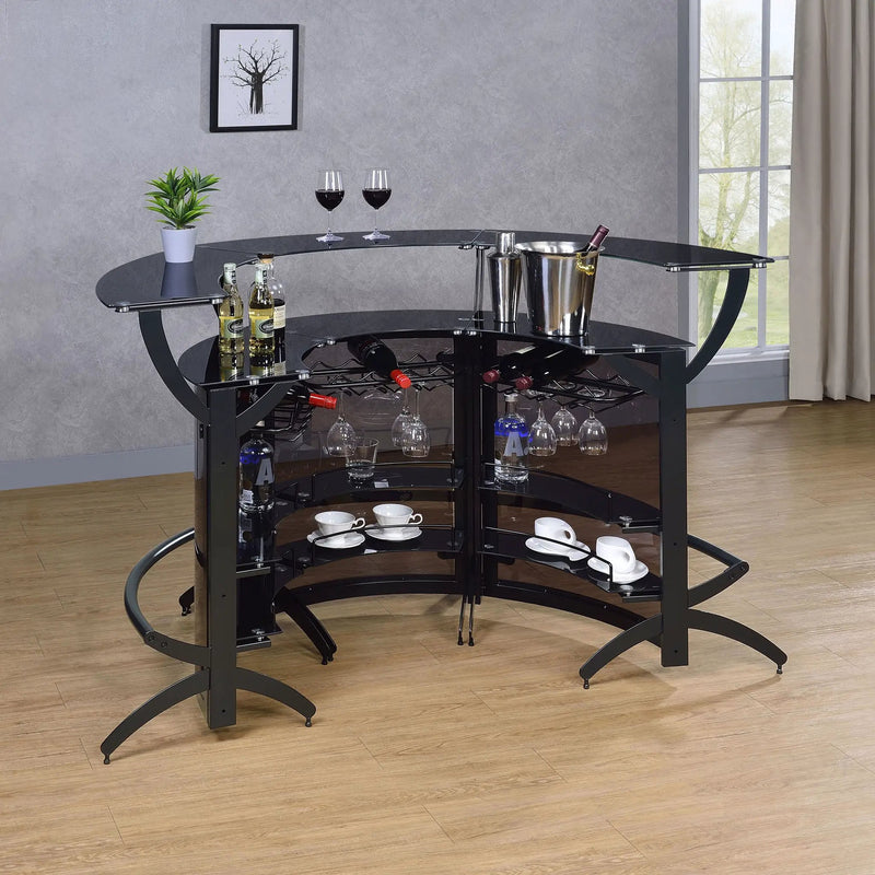 Elaina - 3 Piece Curved Freestanding Home Bar - Black