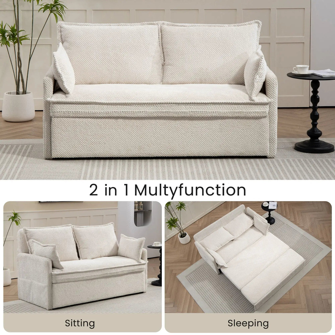 Pull Out Sofa Bed, Convertible Sleeper Sofa Couch, Side Storage, And USB / C - Type Charging Ports Chair by HouseOfZazla